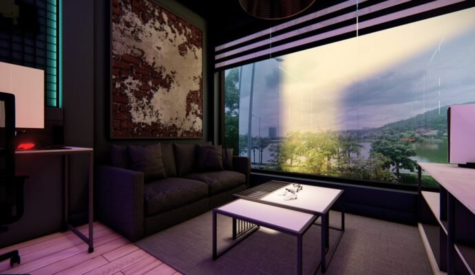 12x30 gaming room interior design, 3x9 gaming room interior design, shop interior online, shop interior design, interior designers, gaming room sofa, playstaion setup in gaming room