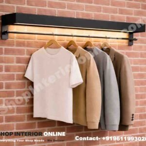 3ft LED Wall Mounted Hanging Rack Matte Black MS Frame for Boutique Displays
