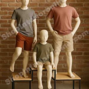 3-Step Kids Mannequin Display Stand Matte Black Frame with Engineered Wood Top