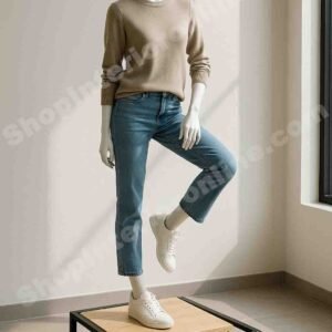Single Mannequin Display Stand Matte Black Frame with Engineered Wood Top