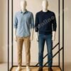 Dual Mannequin Display Frame Matte Black Mild Steel with Engineered Wood Base