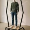 Geometric Mannequin Display Stand Matte Black Mild Steel Frame with Engineered Wood Top
