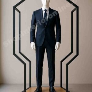 Black Hexa-Edge Mannequin Display Stand Matte Black Frame with Engineered Wood Base