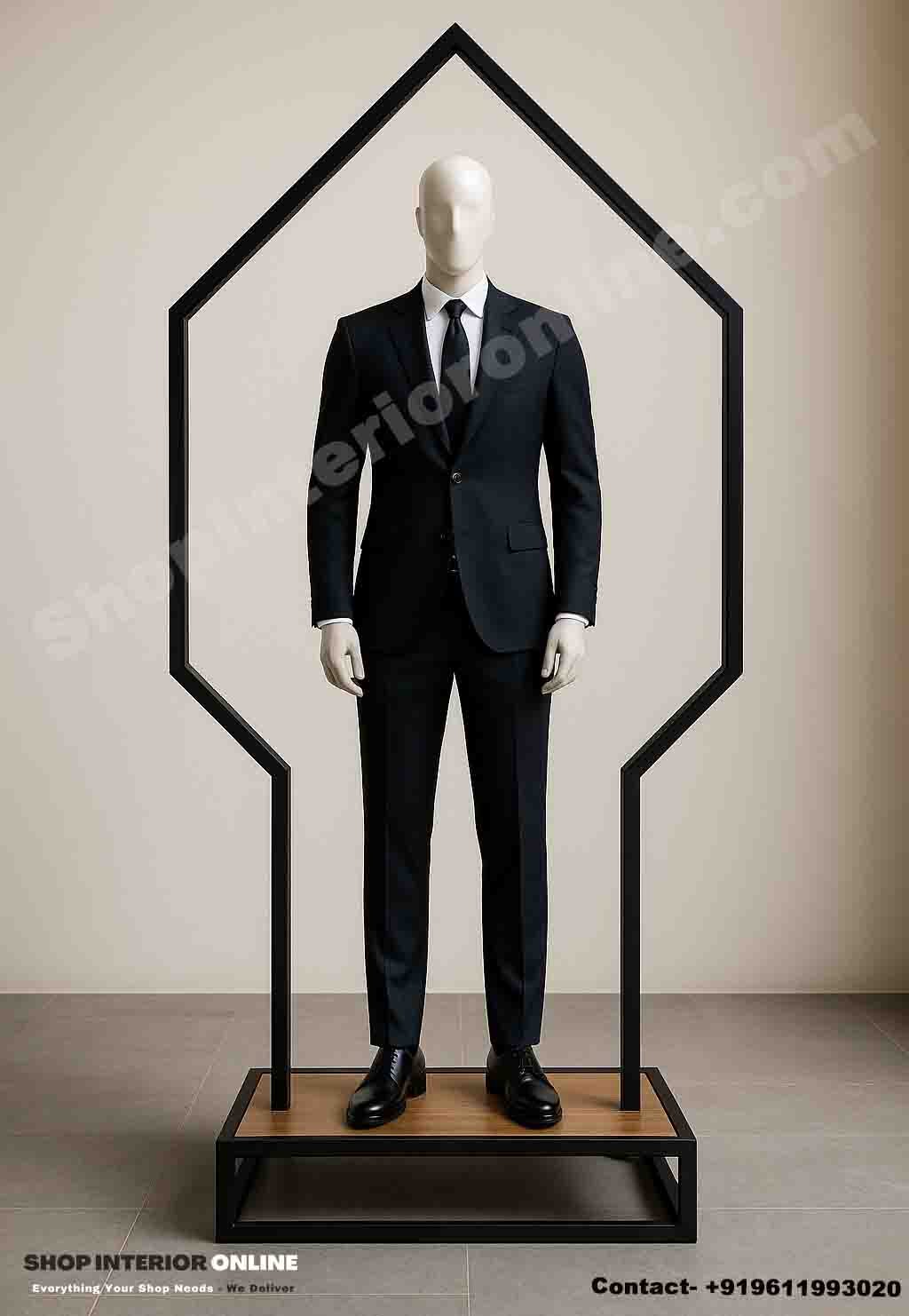 Black Arrow Mannequin Display Stand Matte Black Frame with Engineered Wood Base