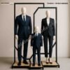 Family Mannequin Display Stand Set with Black Frame and Engineered Wood Base