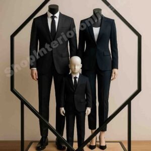 Hexa Family Mannequin Display Stand Matte Black Frame with Engineered Wood Base