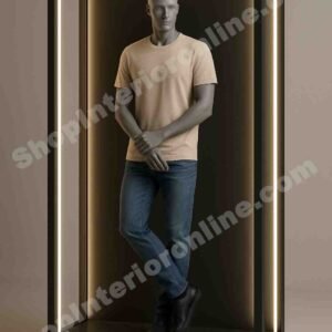 LED Mannequin Display Box with Matte Black Frame and Warm Lighting