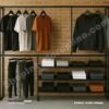 Full Wall MS Tube Garment Display Rack (8ft H × 8ft W × 18in D)