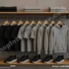 MS Tube Wall Mounted Garment & Shoe Display Rack (7ft H × 7ft W × 16in D)