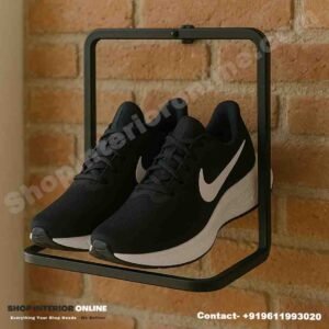 Rounded Edge Wall Mounted Shoe Display Rack in Matte Black for Sneaker Store Display