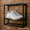 Double Frame Wall Mounted Shoe Display Rack in Matte Black for Sneaker Boutique Display