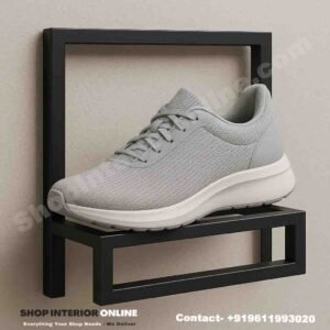 Mini Double Frame Wall Mounted Shoe Display Rack in Matte Black for Single Shoe Showcase