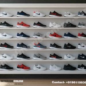 White Wall-Mounted Shoe Display Rack with Floating Shelves
