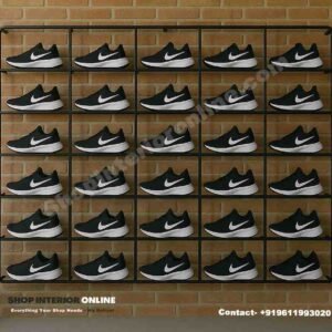 Industrial Grid Shoe Display Rack in Matte Black Finish