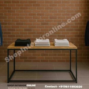 Boutique Center Display Table 4ft Matte Black MS Frame with Wood Top