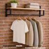 Single-Shelf Wall Mounted Display Rack with Engineered Wood and Matte Black Frame (3ft Length)
