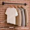 Wall Mounted Hanging Rod 3ft Matte Black Steel Display Bar for Shirts and Coats