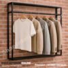 3ft Wall Mounted Hanging Frame Matte Black MS Display Rack for Shirts and Jackets